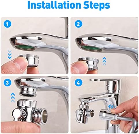 Diverter Valve Shower Attachment - Brass Sink Faucet Splitter - M22 X M24 Shower Head Adapter - Shower Attachment for Bath Taps - Shower Diverter Valve for Kitchen Sink Faucet or Bathroom