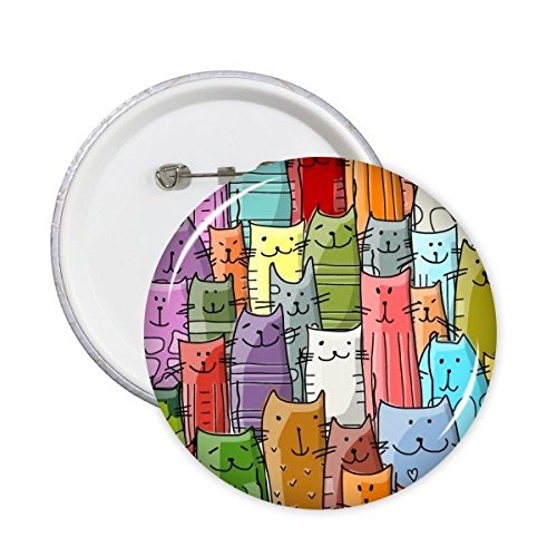 Badge bouton chat protect multicolore avec film de protection rond 5pcs