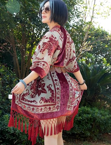 Image of MJ SERECA Women's Casual Long Velvet Kimono