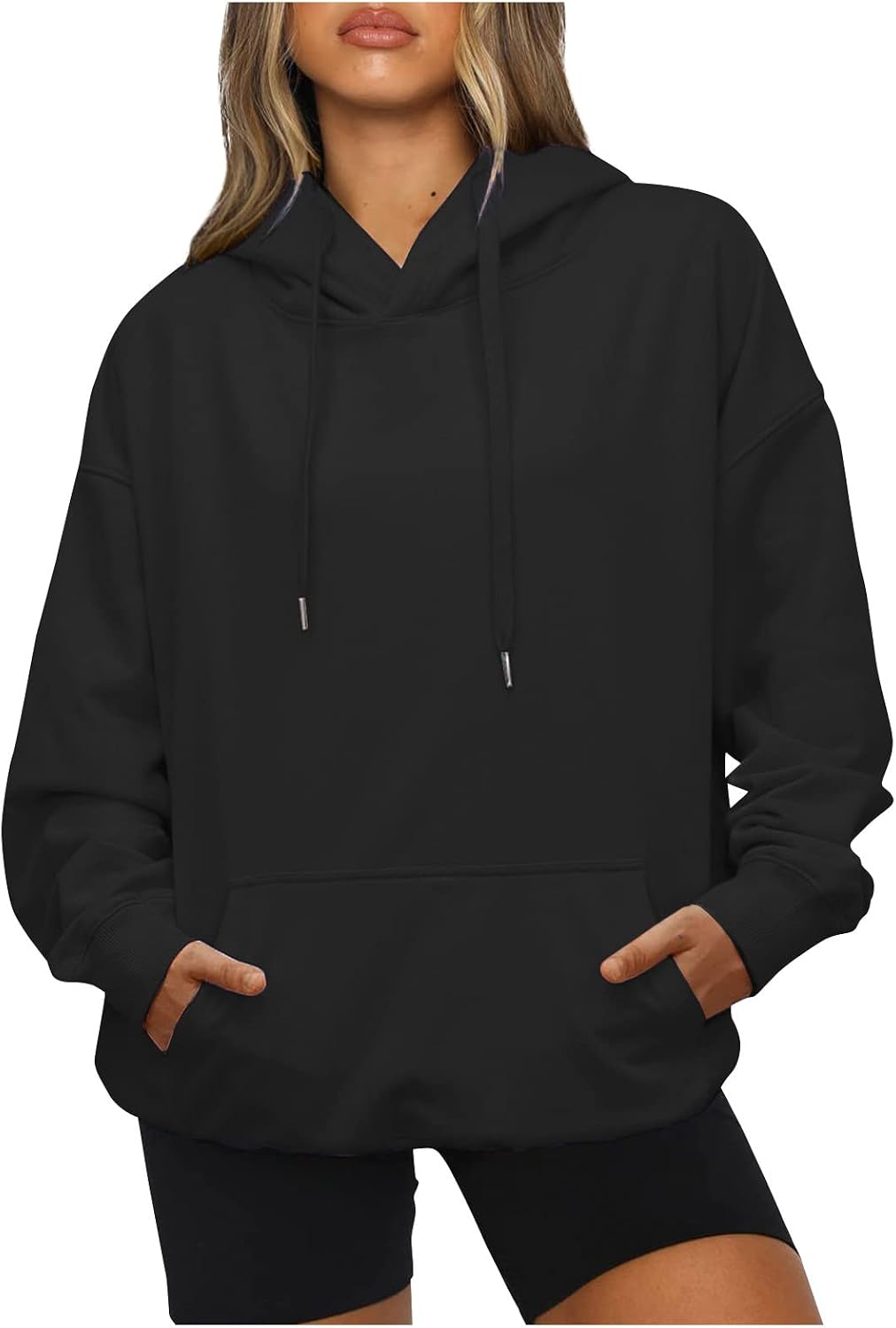 Sweat Polaire Femme à Capuche Oversize - Sweatshirt Doux Et Chaud Manches Longues, Couleur Unie, Style Décontracté Élégant