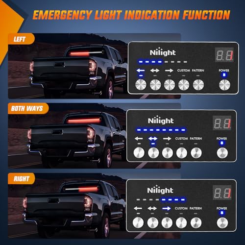 Image of Nilight 144LED Traffic Advisor Strobe Light Bar with Controller Red | Emergency Warning Lights Hazard Interior Front /Rear Windshield Flashing for Cars Plow Trucks Construction Vehicles