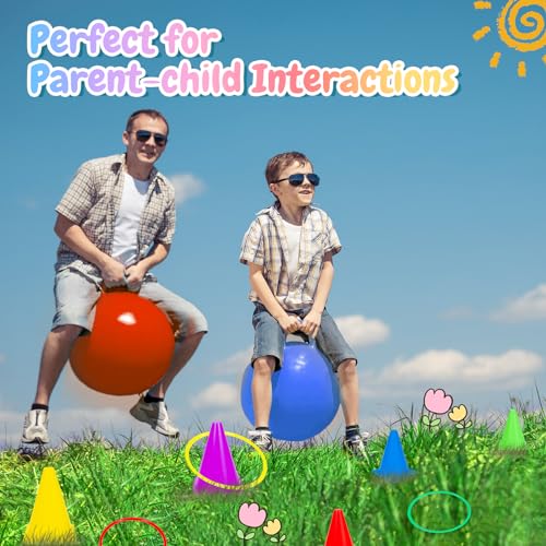 JOY SPOT! 34PCS 4 in 1 Carnival Outdoor Games Combo Set for Kids, Soft Plastic Cones Bean Bags Ring Toss Game, Activity Agility Set with 2 PCS 18" Hopper Balls, Birthday Party Yard Lawn Games by JOY SPOT! - Image 6
