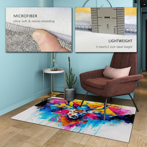Tapis de salon géométrie abstraite aquarelle colorée