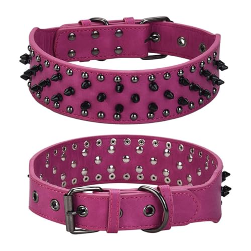 FUNAT Haustier Nietenhalsband, Großes Hundepunk Stil Nietenhalsband, Anti beißen Nagel Leder Hundehalsband, Hundehalsband mit Nieten Geeignet für mittlere bis große Hunde