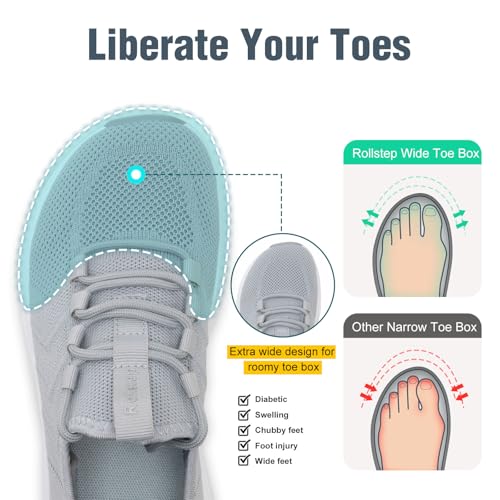 Image of Wide Toe Box Shoes Women Extra Wide Width Sneakers Air Cushion Road Running Shoes Ultra Light Tennis Gym Workout Training Shoes Breathable Walking Shoes with Arch Support