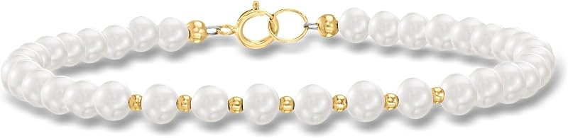 Ross-Simons 4-5mm Cultured Pearl Bead Bracelet in 10kt Yellow Gold