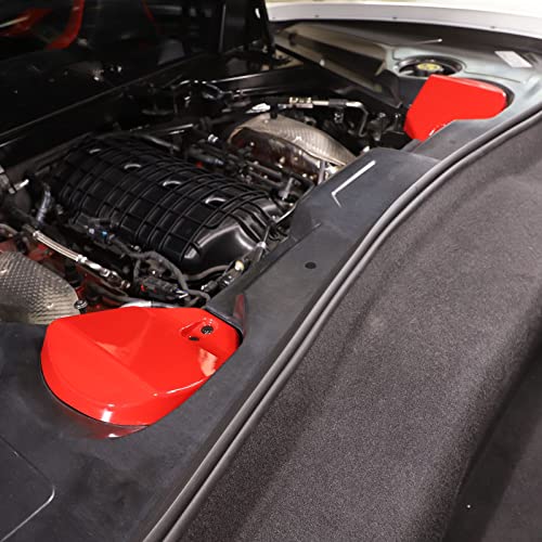 Image of TOYCIDFG Engine Bay Shock Protection Panel Cover Trim Compatible with Chevrolet C8 Corvette 2020-2023 Absorbing Tower Cover Caps (Red)
