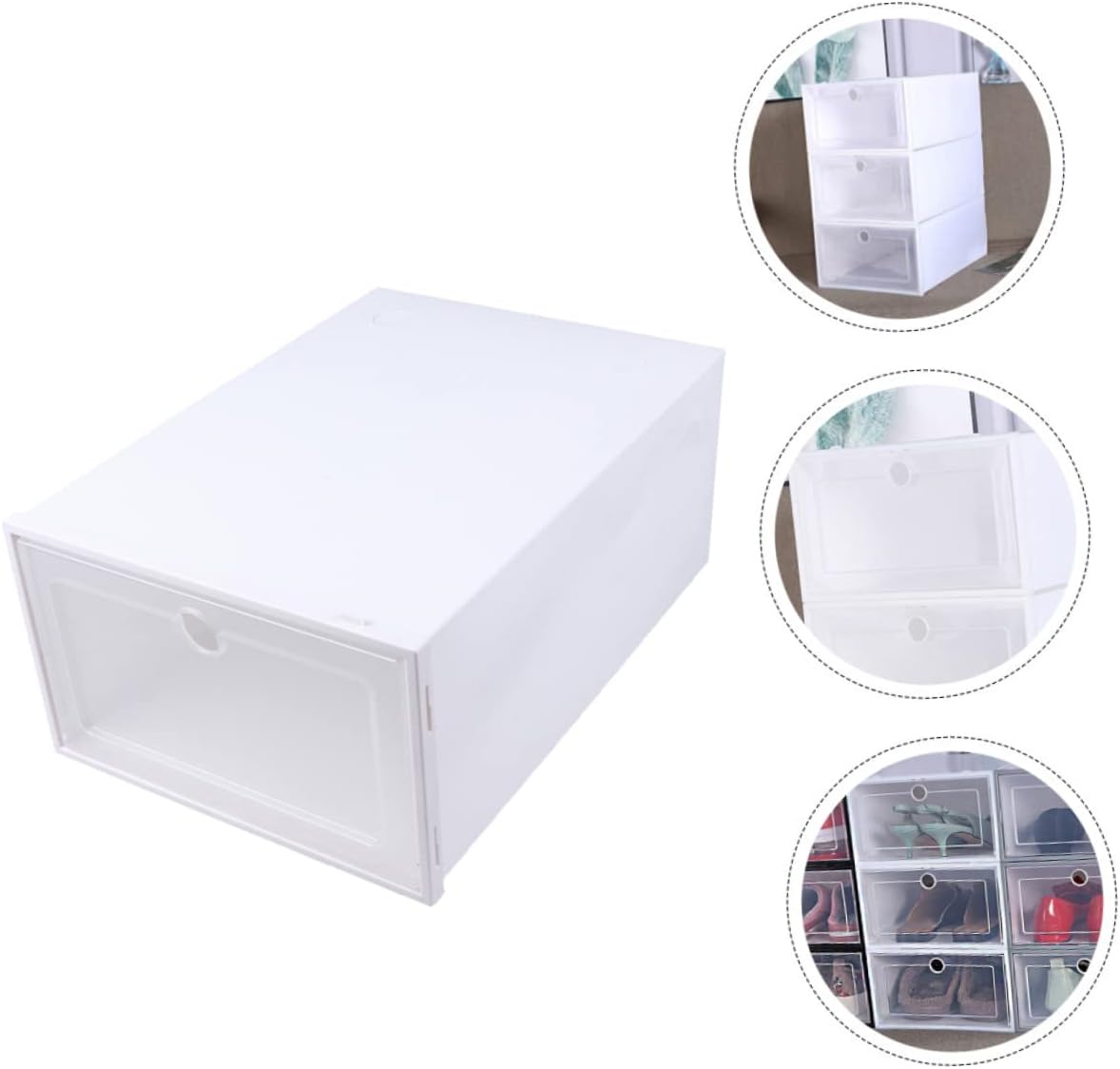 iplusmile 6pcs Transparent Plastic Shoe Boxes Drawer Type Stackable Shoes Storage Containers Dustproof Organizer for Men for
