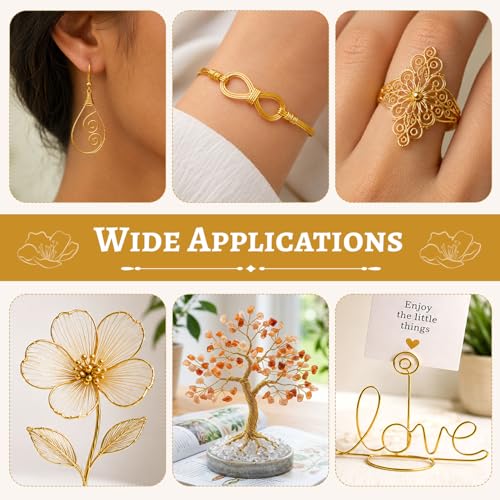 Image of Tenn Well 213ft 26 Gauge Jewelry Wire Copper Gold Bendable for Jewelry | Bendable metal wire for sculpting, floral making, wreath making, wire wrapping, Christmas