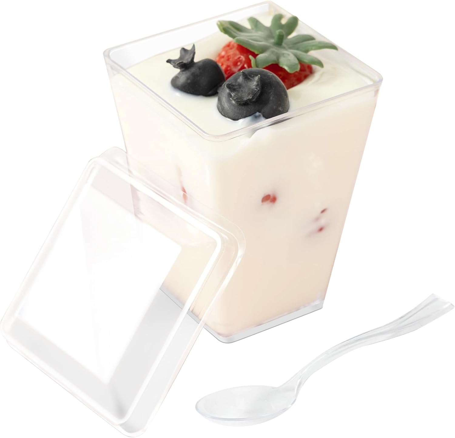 60Pack 5oz Plastic Dessert Cups with Lids & Spoons – Ideal for Yogurt Parfaits, Pudding, Fruit, Ice Cream & Party Desserts – Perfect for Events & Gatherings 5oz with spoon and lids