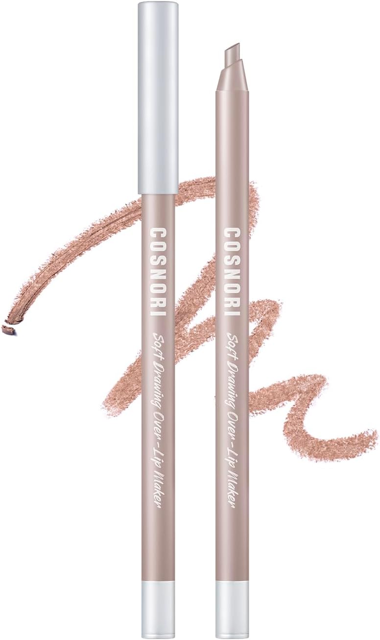 COSNORI Soft Drawing Overlip Maker - Long-Lasting Creamy Lip Liner, Easy-Blend, Multi-Use,Vegan Lip Pencil (06 SAND BEIGE)