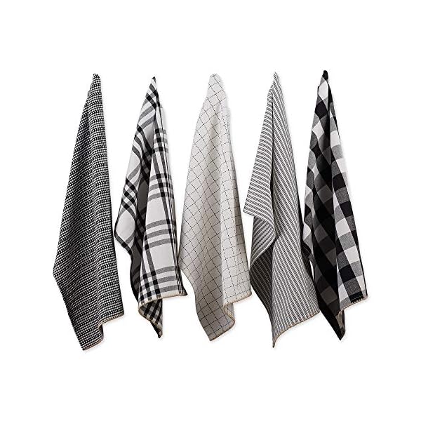 DII Farmhouse Basic Kitchen Collection Woven, Dishtowel Set, 18x28, Black, 5 Piece DII Farmhouse Basic Kitchen Collection Woven, Dishtowel Set, 18x28, Black, 5 Piece