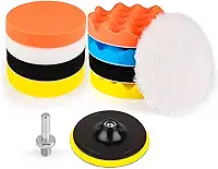 Kit De Boina para Polimento 5 Polegadas 125mm Automotivo com 11 Peças e Adaptador M10 para Furadeira Parafusadeira Conjunto de Boinas para Polir Carro Moto