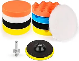Kit De Boina para Polimento 5 Polegadas 125mm Automotivo com 11 Peças e Adaptador M10 para Furadeira Parafusadeira Conjunto de Boinas para Polir Carro Moto