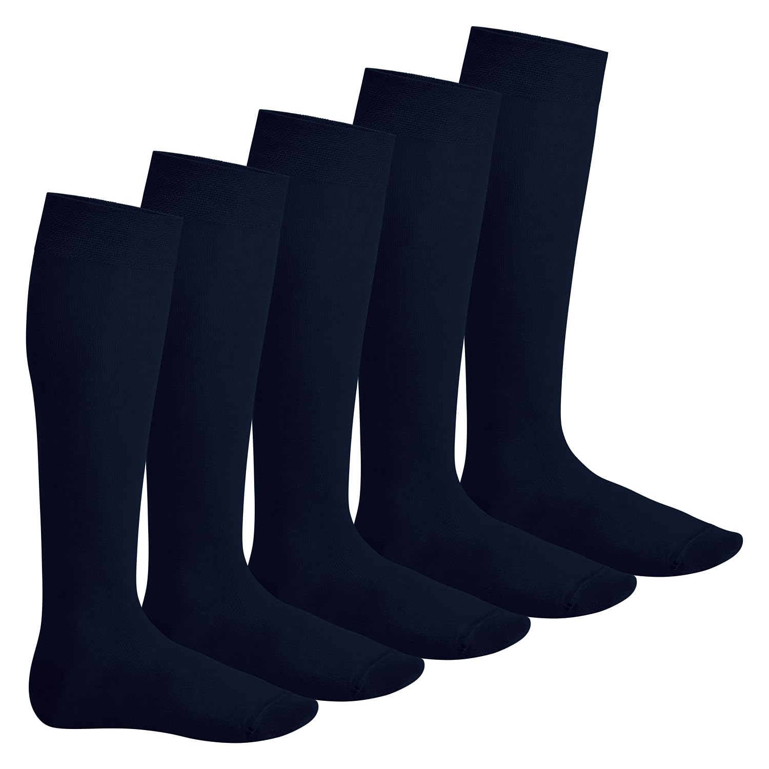 Footstar Herren & Damen Kniestrümpfe (5 Paar), Klassische Strümpfe aus Baumwolle - Everyday! - Marine 43-46