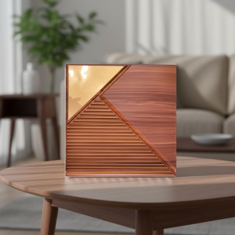 Image of Kayra Decor 3D PVC Wall Panels for Bedroom & Living Room | Fluted 1 Design | Mirror Wooden Color | 19.7 x 19.7 Inch | Pack of 18 | 48.42 Sq Ft