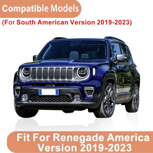 Image of Black Front Grille Inserts Trim for Jeep Renegade 2019 2020-2023 | ABS Front Grille Insert Trim Ring 7PCS