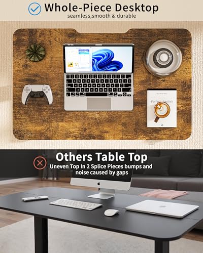 Image of Okin Electric Standing Desk 31.5x19.7 Inches Small Computer Desk-Whole Piece Stand up Desk with Wheels Gaming Rolling Home Office Desks, Rustic Brown