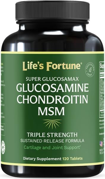 Life's Fortune Super Glucosamax, suplemento de glucosamina condroitina MSM, suplemento de apoyo articular definitivo para fuerza, comodidad y