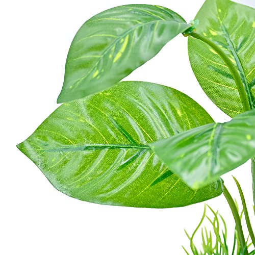 MRTIOO Reptile Artificial Plants, Terrarium Plants Decorations Supplies, Amphibian Habitat Hideout Tank Accessories, Rainforest Ground Plant (AA) - Thumbnail 5