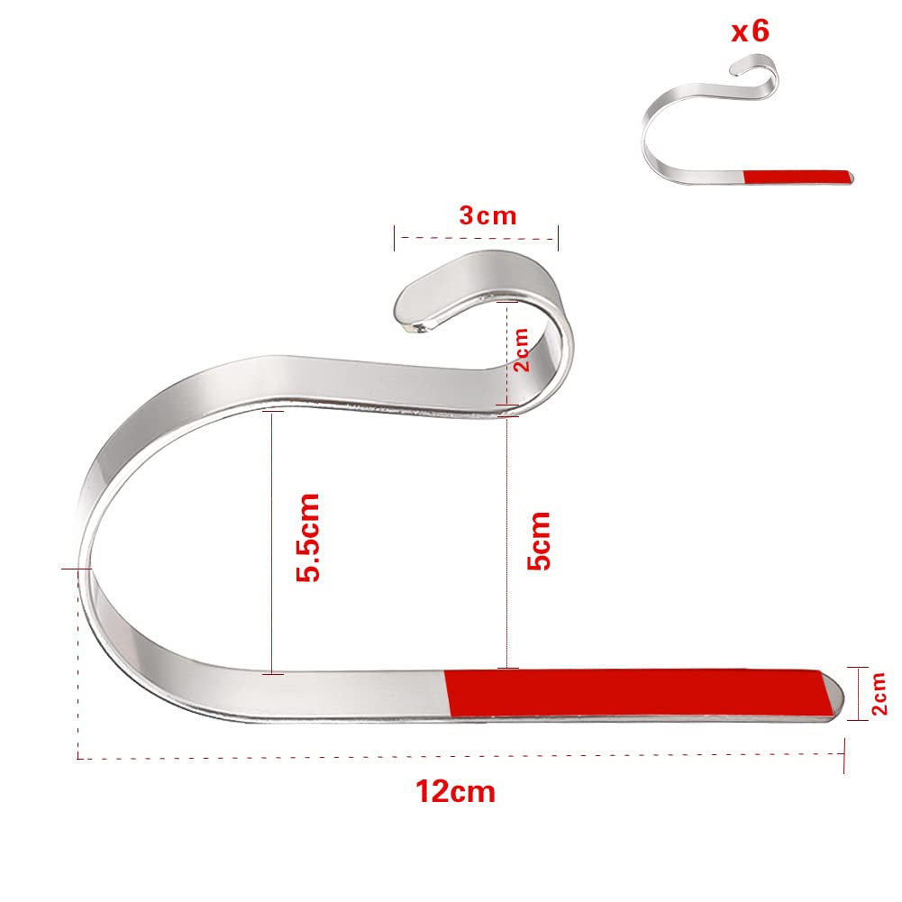 6 stuks kerstkousenhouders, metalen haken voor het ophangen van onder Kerstmis, haardclips voor kerstdecoraties (zilver