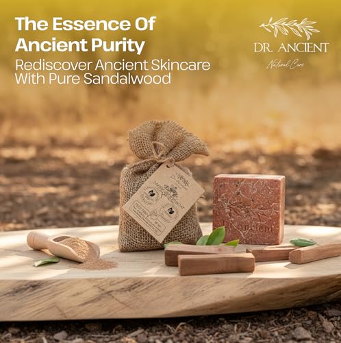Image of Dr.Ancient Sandalwood Soap Bar, Organic Soap Bars Handcrafted the Traditional Way, Natural Chemical-Free, Vegan, Used for Face Wash, Body Wash, and Hand Cleansing, Moisturizing, Nourishing Care