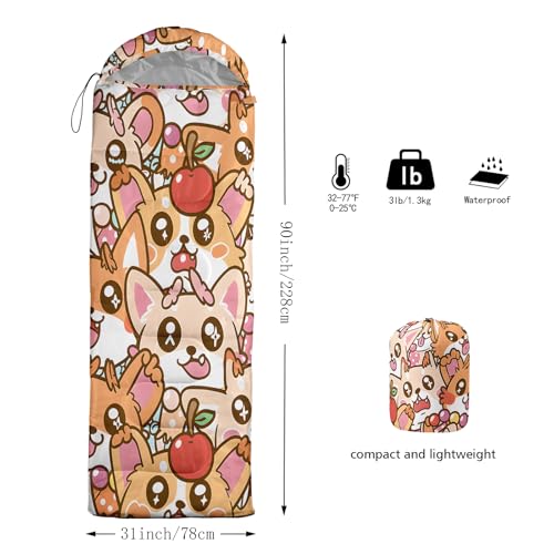 Image of QOOMO Axolotl Cute Camping Sleeping Bags,3 Season Warm & Cool Weather,Lightweight,Waterproof Sleeping Bags for Adults & Kids,Traveling,and Outdoors