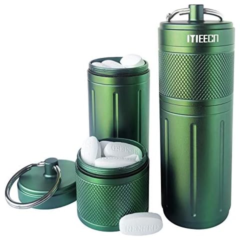 MEECN Two-Layer Large Pill Organizer, Waterproof Pill case can Store Pills Anything Sizes, Vitamins, Cod Liver Oil, Supplements and Medication, Rv Products, Size:1.6 x 1.6 x 4.4 in (Green) Cover