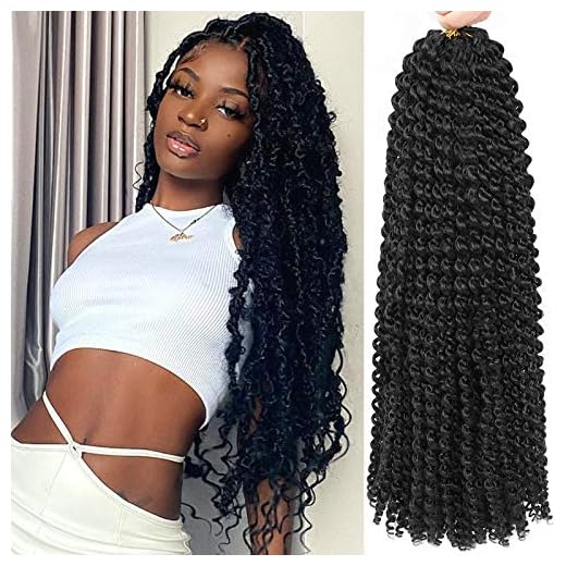 Passion Twist Hair 24 Inch 8 Packs Water Wave Crochet Hair Black Passion Twists Braiding Hair Long Bohemian Spring Twist Hair Crochet Braids Synthetic Hair Extension (24 Inch, 1B#)