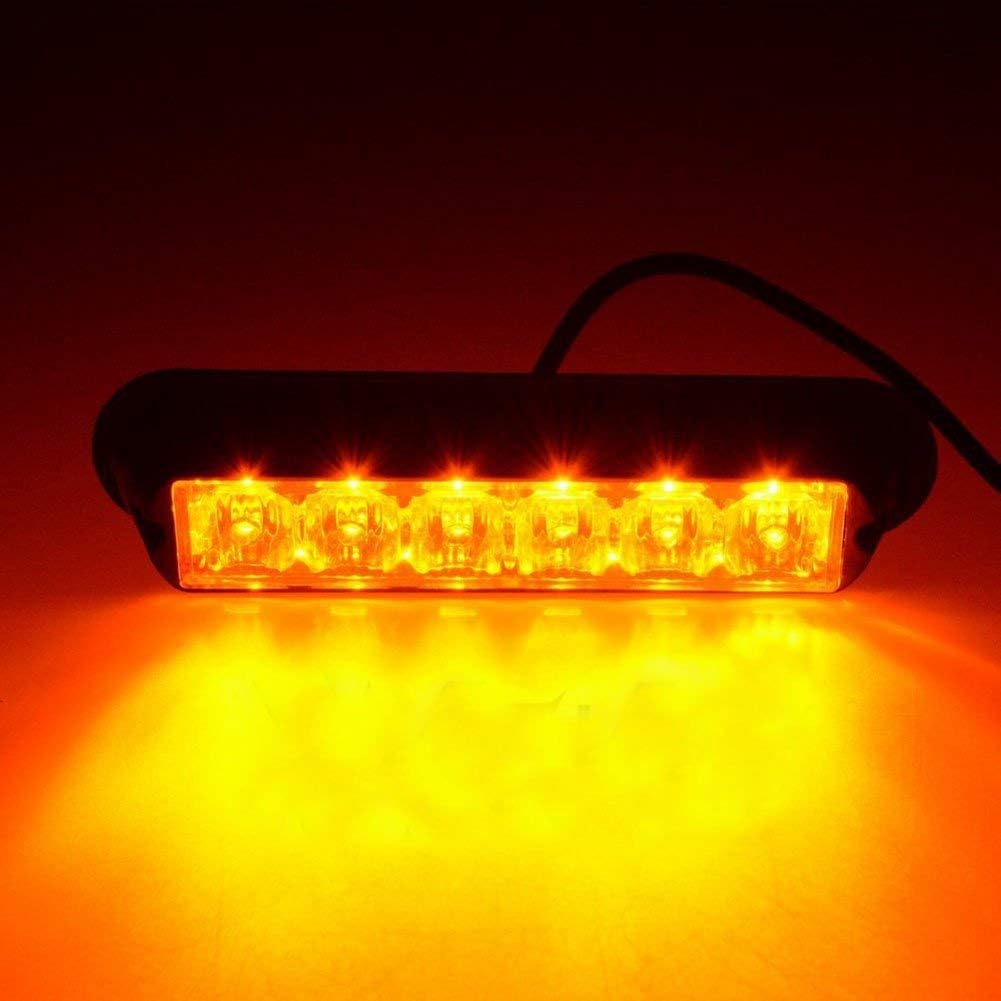 Super Brands Favson 6 LED Strobe Lights for Trucks Cars Van with Super Bright White&Yellow Emergency Flasher(4 pcs) (4pcs)