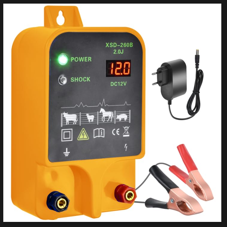 Recinzione Elettrica per Animali 12V,15km 2J Elettrificatore Per Recinto Elettrico,Recinzione...