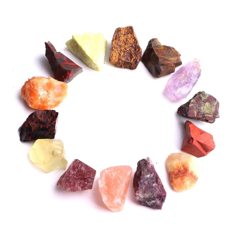 Cristallo naturale grezzo 14 tipi di cristallo burattato Pietra rocciosa Quarzo grezzi Campione Mini pietra preziosa Reiki Decorazione acquario Regalo Bellissima pietra di cristallo naturale DINZHHENG
