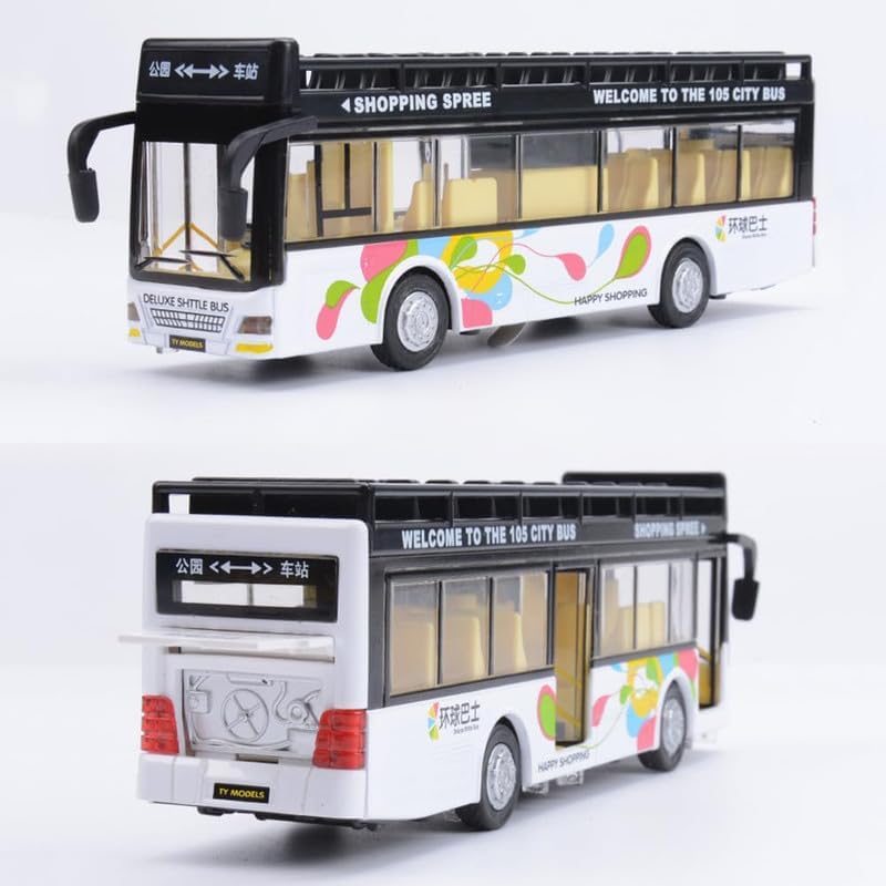 Image of DEOXY Tour Bus Toys for Kids Diecast Metal Bus Light & Music Open Door Collection Toys for Boy Kids (6019B Yellow)