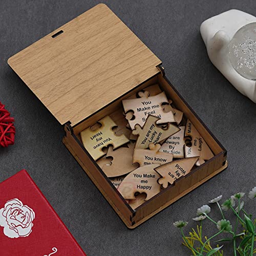 eCraftIndia Brown Wooden Things I Love About You Puzzle Valentine Day Gift Box | Valentine Gift for Girlfriend Boyfriend Husband Wife | Valentine Day Gifts | Valentine Day Decoration Items 2 515RHVLY55L