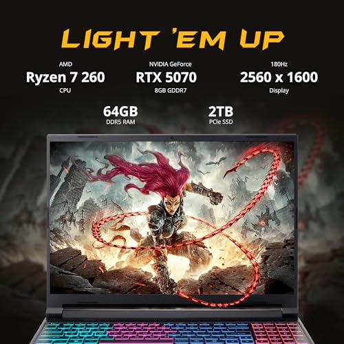 Image of acer Nitro V 16S Gaming Laptop, 16 inch WQXGA 180Hz IPS Display, AMD Ryzen 7 260, NVIDIA GeForce RTX 5070, 64GB DDR5, 2TB SSD, Backlit Keyboard, Win 11, Black, 1TB Docking Station Set