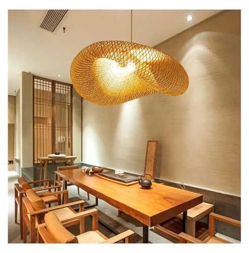 Lustre en bambou style japonais D80cm pour grand salon et restaurant