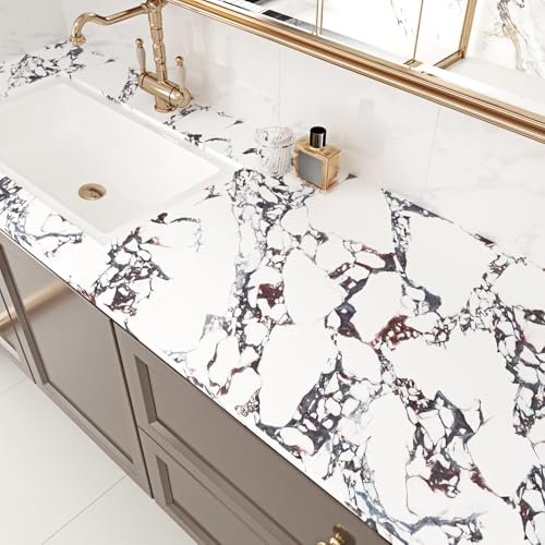 Papel tapiz de mármol blanco autoadhesivo para cocina y baño 7