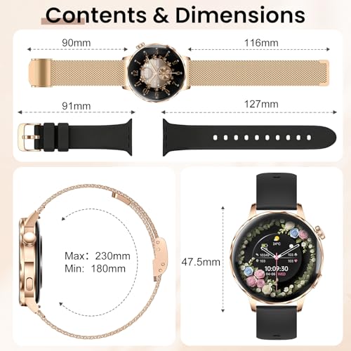 Image of Smart Watches for Women, 1.27'' Smart Watch (Answer /Make Calls) Compatible with iPhone /Android Phones, IP68 Waterproof Fitness Tracker Watch with Sleep Monitor,100+ Sports Modes (Black)