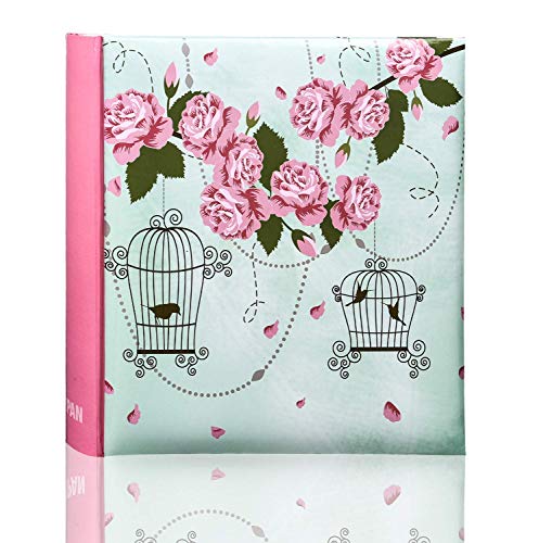 Arpan Slip in Memo Photo album for 200 photos 4x6 / 10x15cm Vintage Rose Birds Cage