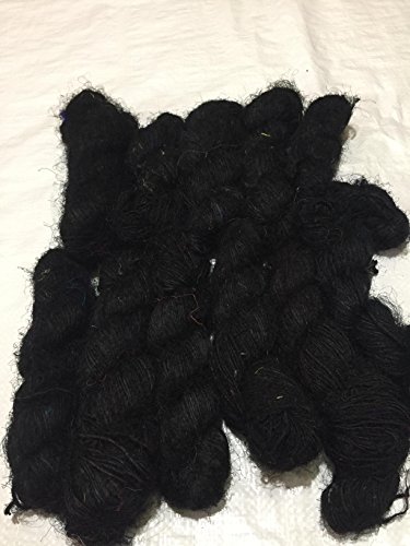 Premium Sari Silk Yarn - Recycled Yarn Black Shade (160 Yards Per 100 Grams) #TOP1