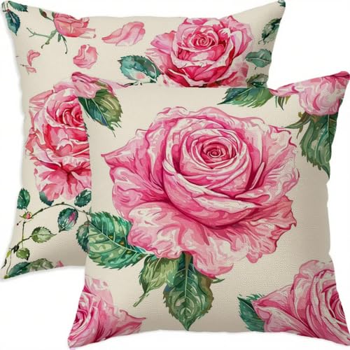 Taie oreiller rose imperméable housse coussin 80x80cm grand format - 2