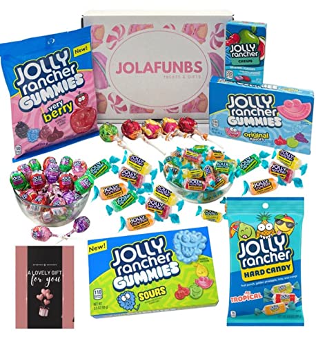 Jolly Ranchers Candy American Sweets Gift Box - Include Hard Candy Lollipop & More For Birthday Valentines Gifts For Him & Her, Christmas - Heavenly Retro Sweets