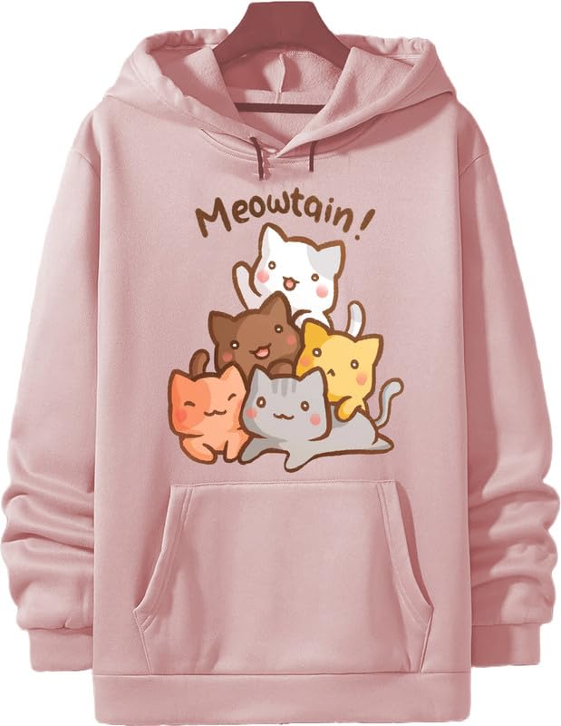 Image of Cute Cat Hoodie Women Anime Causal Stylish Black Blue red Pink Lavender Maroon Peach Girl 499 599 Under