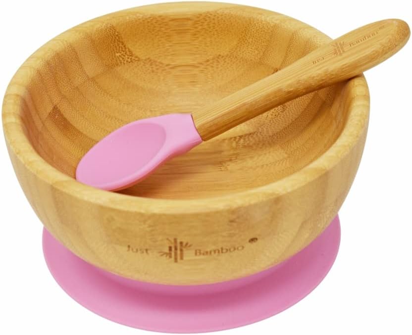 Just Bamboo ® Baby and Toddler Suction Bowl Set for Feeding and Weaning, Pink, Medium - Image 4