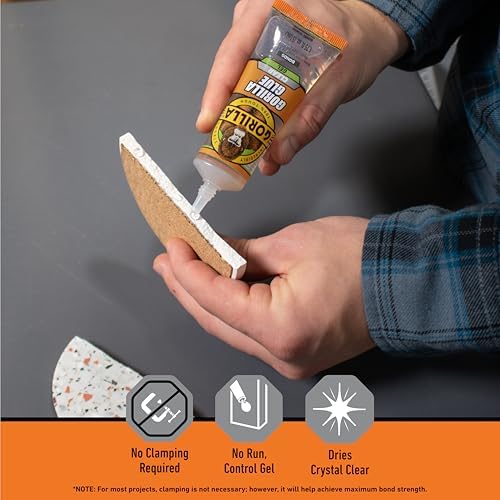 Gorilla Glue Clear Gel, No-Run Adhesive, Crystal Clear Bond, 1.75 fl oz - 1