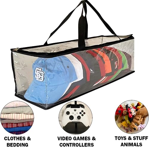 image for Evelots 2 Pack Baseball Sport/Trucker Cap Storage/Travel Bag, Clear PV