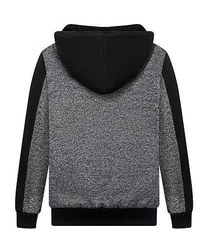 Image of Boys Hoodie Zip Up Fleece Lined Jacket Kids Warm Sherpa Hooded Sweatshirts | Unisex Kids Hoodies, Full zipper, Cozy Fleece Sherpa lined Winter Coat for Boys Girls 6-15 Years, Perfect for School, Outdoor