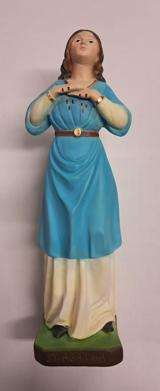 Generico ArteSacraCaravaggio Statua di Sant' Agata cm 30 (11,81 inches) in marmo resina piena decorata a mano di produzione artigianale italiana