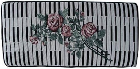 Keyboard & Rose Tapestry Piano Bench Cushion Pad 14" x 30"