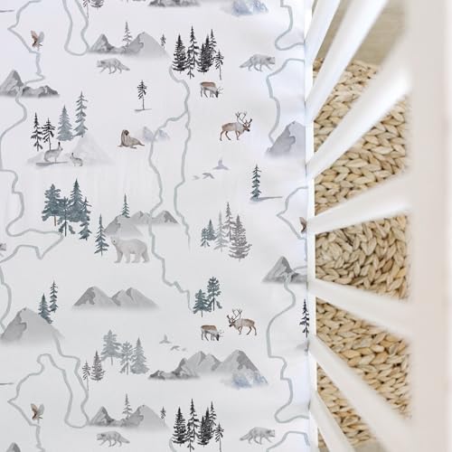 Image of Crib Sheets Neutral - Fitted Baby Crib Sheets Bed for Girl Boy - 2 Pack Standard & Toddler Mattress - Buttery Soft Organic Cotton Blend (Arctic Journey)